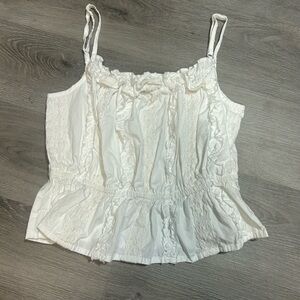 Elegant White Ruffle boho blouses size: S